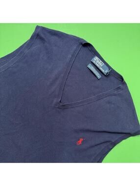 Polo Ralph Lauren V Neck Knit Sweater Vest Navy Blue‎ 100% Pima Cotton Men’s XXL